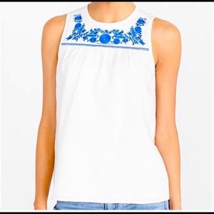 J. Crew Embroidered Sleeveless Linen Cotton Top 6